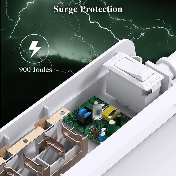 2 Pack Power Strip Surge Protector, 6 Outlets 2 USB Ports 5Ft Extension Cords - Picture 3 of 7